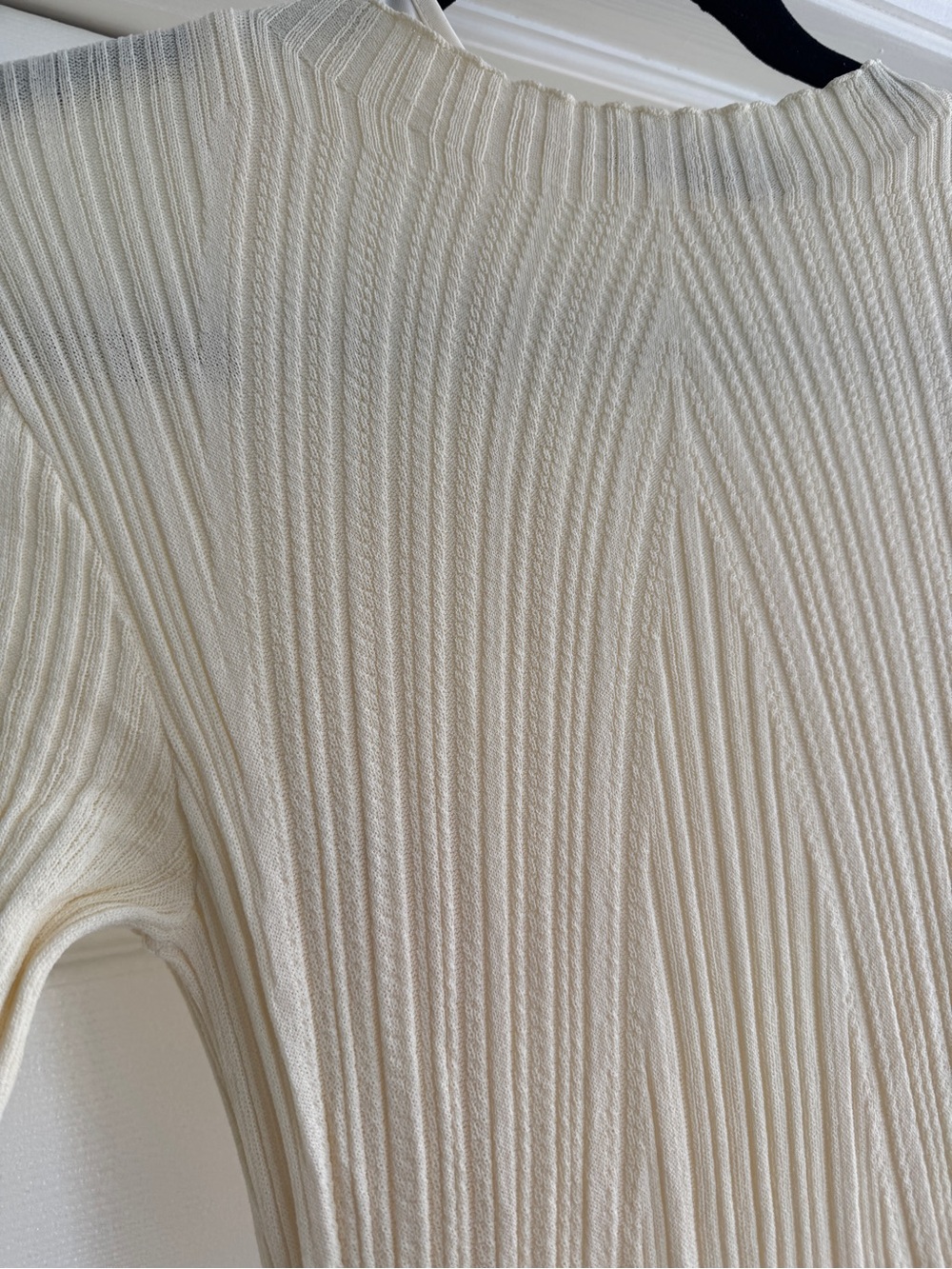 Maje Cream Ribbed Knit Maxi Dress - 37/S - Picture 2 of 3